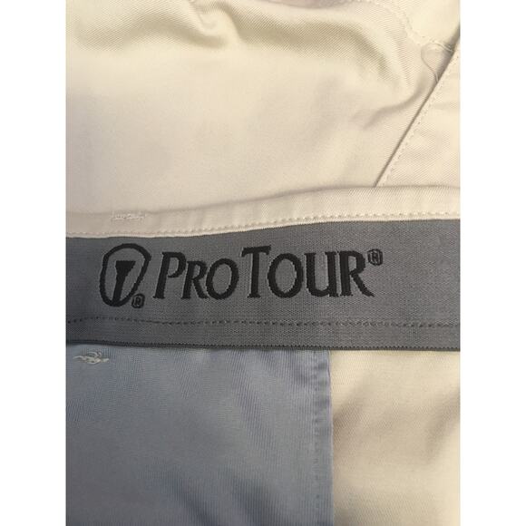 PGA Tour Pro Tour Size 38 Elastic Waist Pleated Beige Golf Shorts - Picture 3 of 6